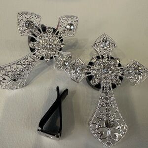Elegant Silver Cross Vent Clips